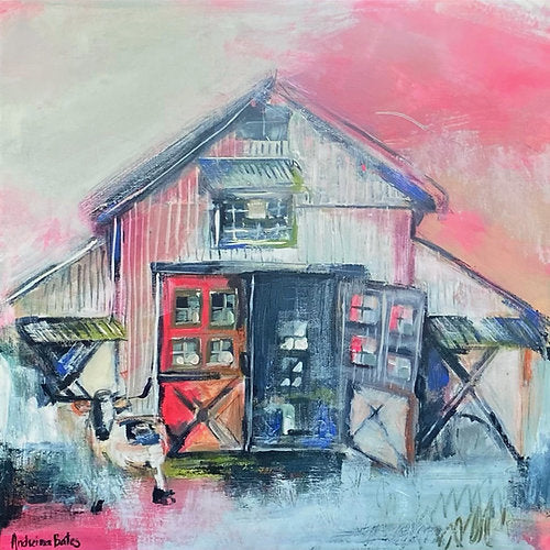 Abstract landscape, abstract Barn